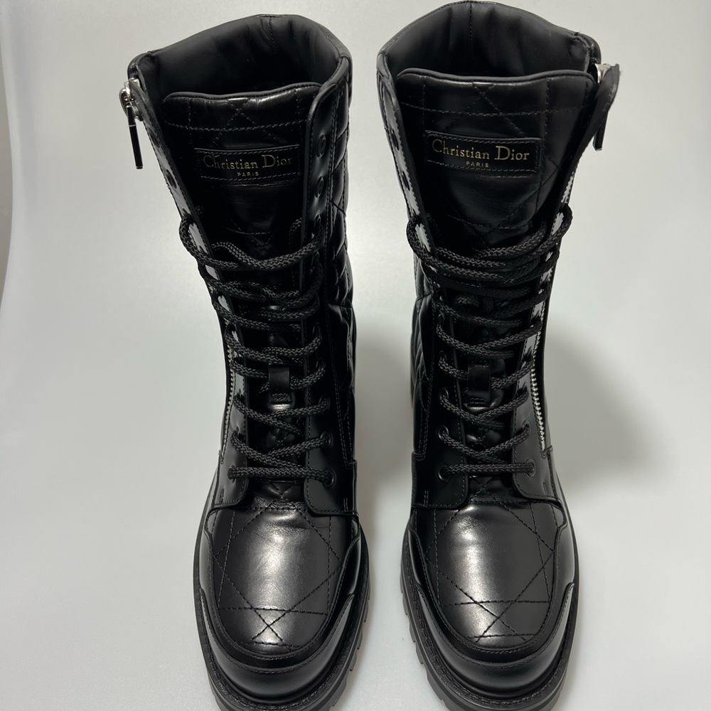 Christian Dior D-Leader Ankle Boots Black Quilted Cannage Calfskin Women’s 8.5